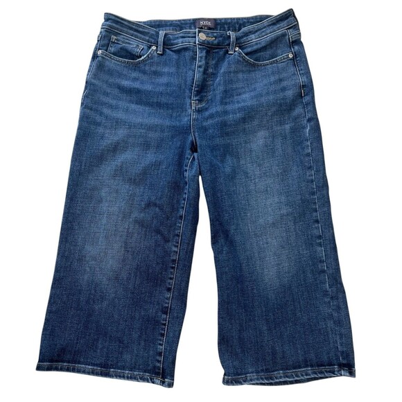 NYDJ Not Your Daughter’s Crop Jeans Wide Leg Size 12 Blue Stretch Denim - Picture 5 of 5